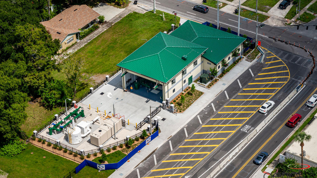 Vue aérienne des canalisations d’eaux usées à Carlsbad, Californie